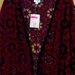 Burgundy and black lace cover up